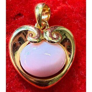 Gold Over Sterling Heart Pendant Queen Conch Shell & Gold Plated Chain